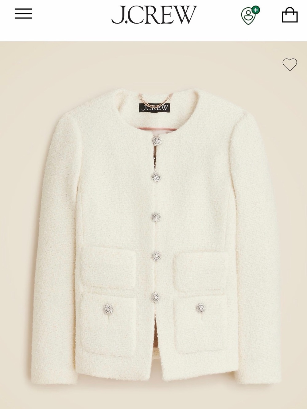 J.Crew Collection Lady Jacket Jewel Button Tweed Sweater Cardigan Size 4 NWT